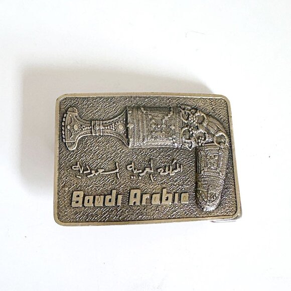 VINTAGE PADAK ORIGINALS SOLID BRASS BELT BUCKLE SAUDI ARABIA - Picture 1 of 6